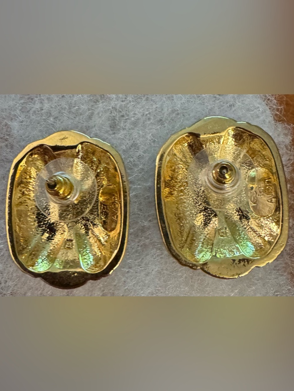 Vintage Kenneth Jay Lane KJL Avon GoldTone, Gray Enamel, & Green Glass Cabochons - Picture 6 of 6